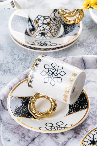 Acar Elixir 6 Kişilik Porselen Kahve Fincanı Takımı 05189 - 2