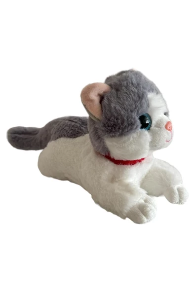 Sesli Yatan Miyavlayan 25 cm Peluş Kedi Oyuncak - 3