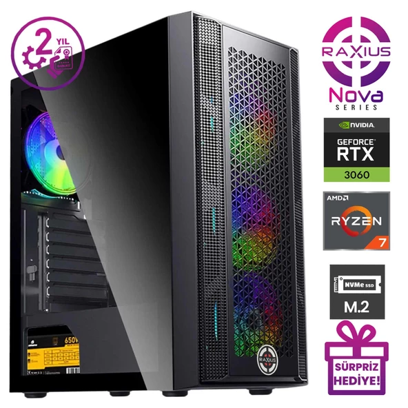 RaXius Nova G1 R7 3060-57X01 Ryzen7 5700X 16GB 512SSD RTX3060 FreeDOS Gaming Masaüstü Bilgisayar - 2