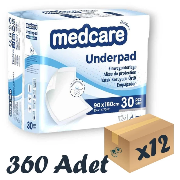 Medcare Normal Yatak Koruyucu Örtü 90x180cm 30'lu 12 Paket 360 Adet (Mavi)