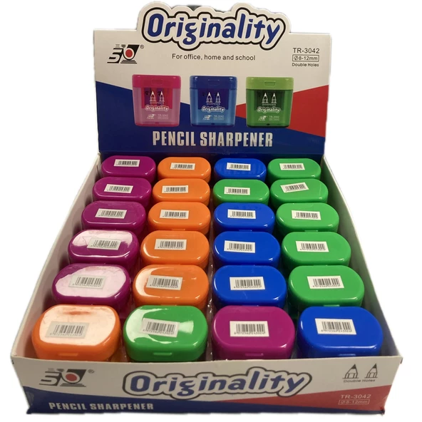 Bafix Originality Kalemtraş Çiftli Hazneli Öğrencili Kalemtraş 24 Lü Paket