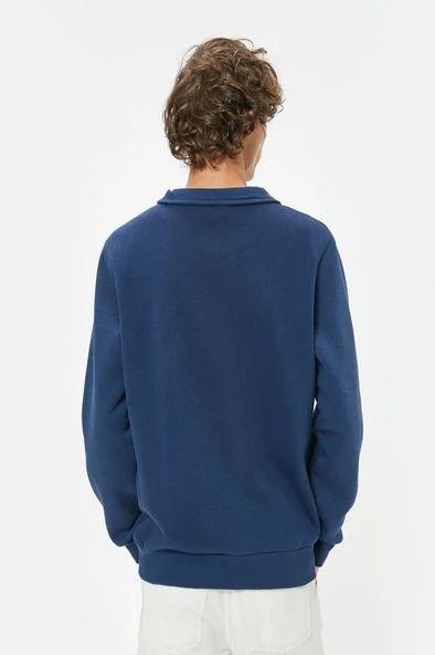 Koton Yarım Fermuarlı Yaka Sweatshirt Uzun Kollu Pamuk Karışımlı - 4
