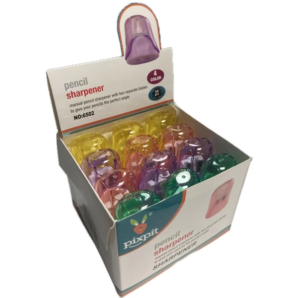 Bafix Pixpit Kalemtraş Çiftli Hazneli Kalemtıraş 24 Lü Paket