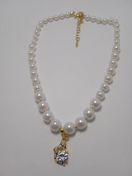 Çelik İncili kolye - 5