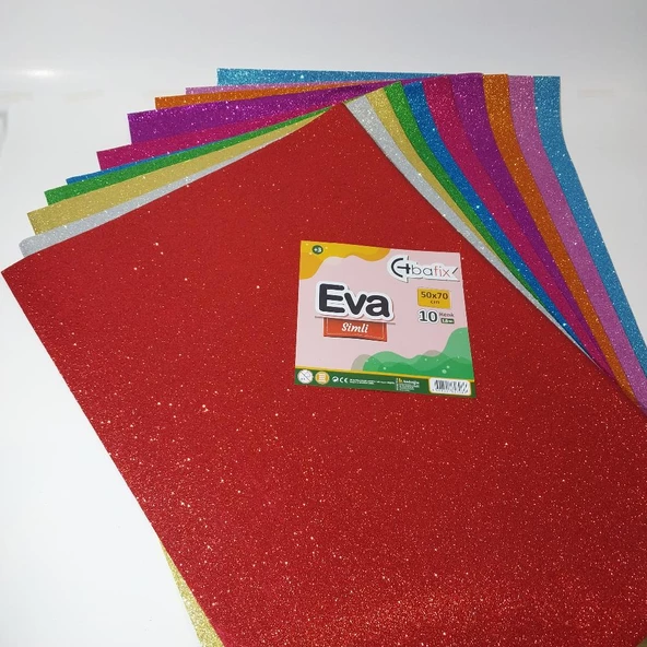 Bafix Eva Simli 50x70 CM Karışık Renk Simli Eva 10 Lu Paket