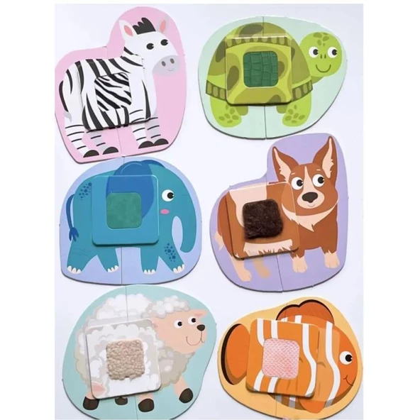Dokun Hisset Kartları Dokulu Hayvanlar Puzzle 18 Parça - 5