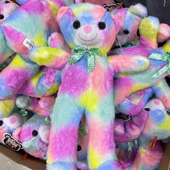 Peluş Ayıcık Gökkuşağı Renkli 50 Cm - Mavi Su Dünyası - 2