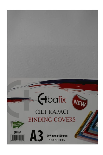 Bafix A3 Şeffaf Cilt Kapağı Plastik Opak 160 Micron 100 Lü Paket ürün görseli 1