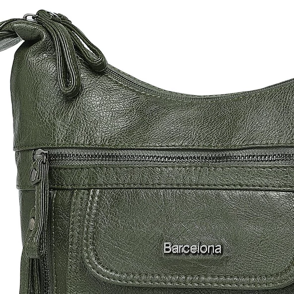 Yıkama Deri Askılı Postacı Kadın Çantası 21-K Barcelona 1894 - Resim 4