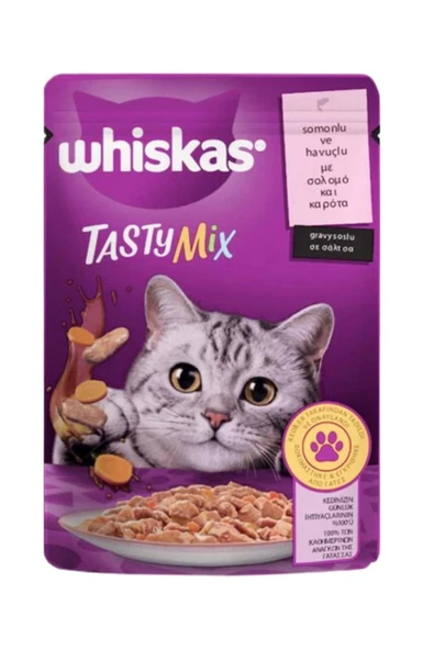 Whiskas Tastymix Somon & Havuçlu Yetişkin Kedi Maması 28 x 85 G