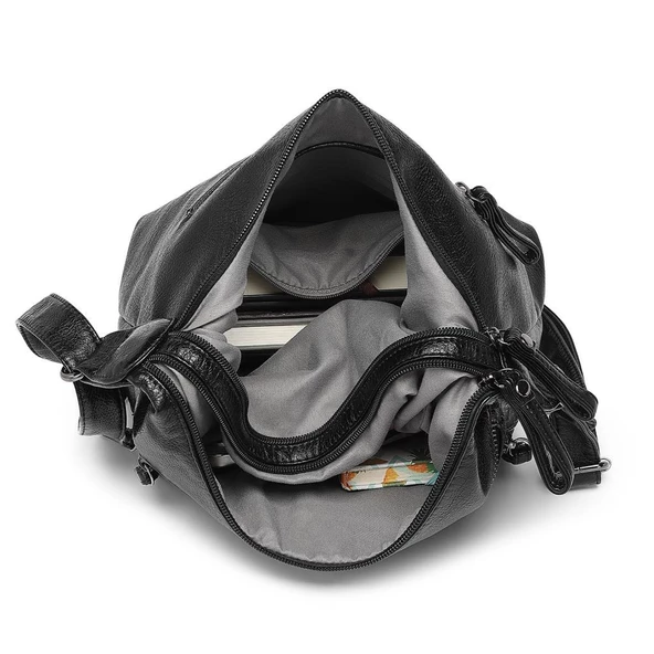 Yıkama Deri Askılı Postacı Kadın Çantası 21-K Barcelona 1894 - Resim 6