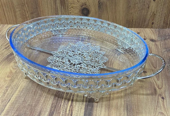 Fırın Kabı Borcamlı Sunumluk Oval Borcamlı Gümüş Renk - 2