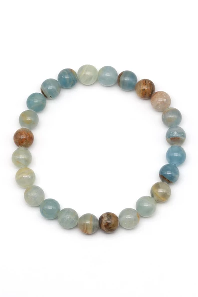 Mavi Kalsit Doğal Taş Bileklik 8 mm Küre Kesim - Resim 2