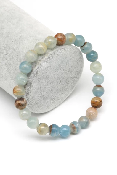 Mavi Kalsit Doğal Taş Bileklik 8 mm Küre Kesim ürün görseli