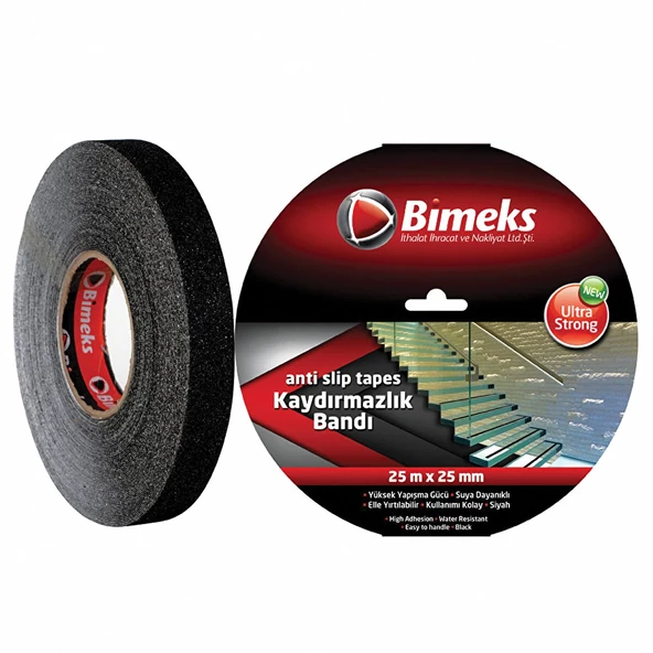 BİMEKS SİYAH KAYDIRMAZLIK BANDI 25 MT X 25 MM