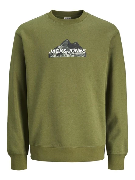 Jack Jones Mountaın Logo Bisiklet Yaka Erkek Sweat 12262094