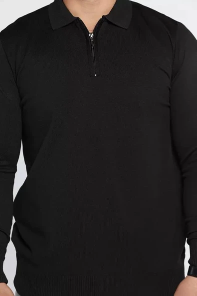 Slim Fit Erkek Polo Yaka Fermuarlı Triko Kazak 7032 - 2