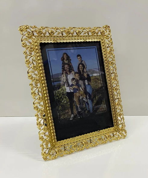 Taç Resim Çerçevesi 13x18 CM Gold Renk Metal Çerçeve