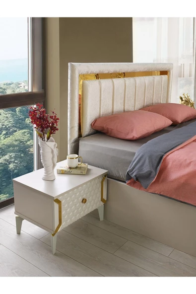 Milano Komodin-mdf-aynalı-kum Beji-ücretsiz Nakliye - 2