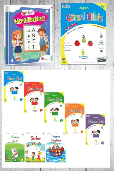 Üçgen 1.Sınıf Harf Defteri+Görsel Dikte+ 8 li Okuma Dizisi ürün görseli 1