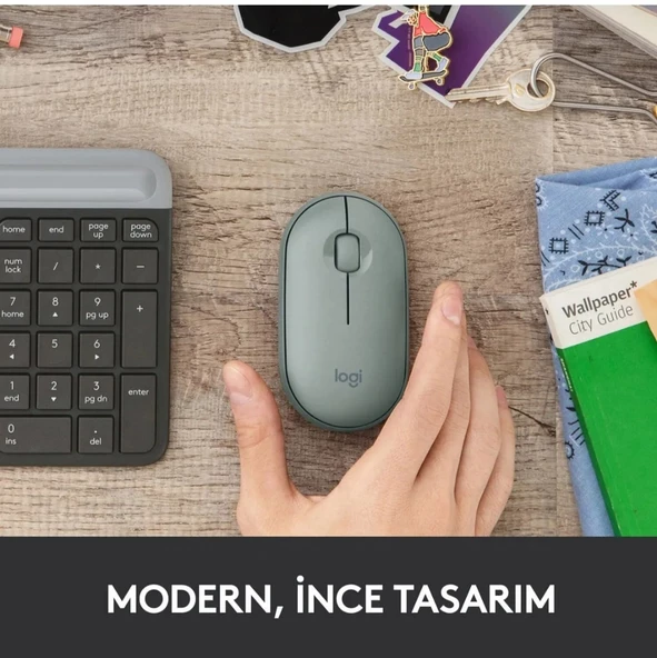 Logitech Pebble M350 Sessiz Optik Kablosuz Mouse yeşil