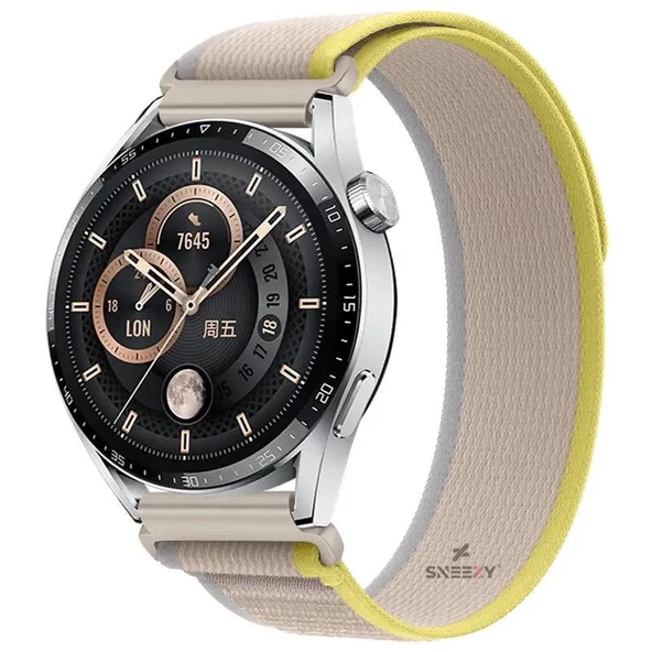 Samsung Galaxy Watch 46mm R800 – Watch 3 45mm R840 22mmUyumlu Wander Trail Loop Kordon  Sarı