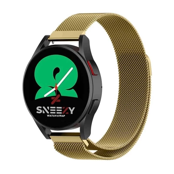 Samsung Galaxy Watch 6 – Classic 40-43-44-47mm Uyumlu 20mm Woven Wire Metal Hasır Kordon  Gold