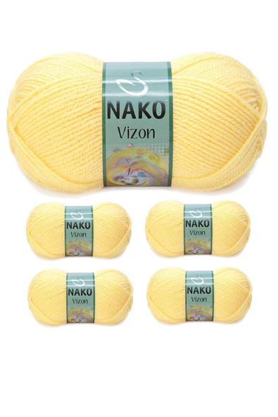 5 Adet Vizon Premium Akrilik El Örgü İpi Yünü Renk No:215 Saman Sarı ürün görseli 1