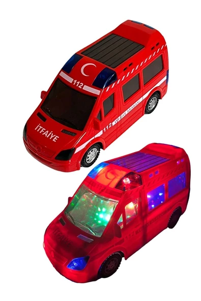 3d Işıklı, Sirenli Çarp Dön Sensörlü İtfaiye Minibüsü 3ditfaiye - 4