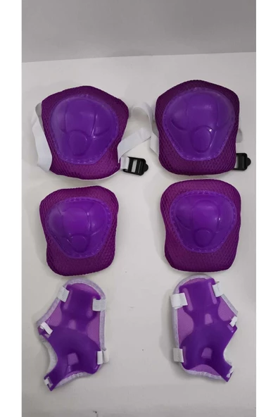 Çocuk Koruyucu Set Dizlik Dirseklik Bileklik 6 Parça Paten Scooter Bisiklet Kaykay Koruyucu Mor Renk - 4