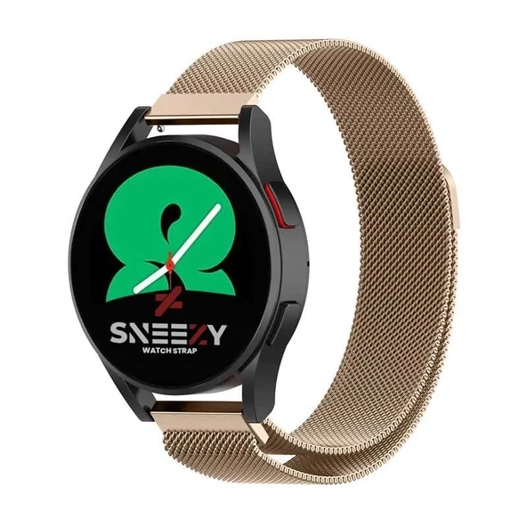 Samsung Galaxy Watch 6 – Classic 40-43-44-47mm Uyumlu 20mm Woven Wire Metal Hasır Kordon  Retro Gold