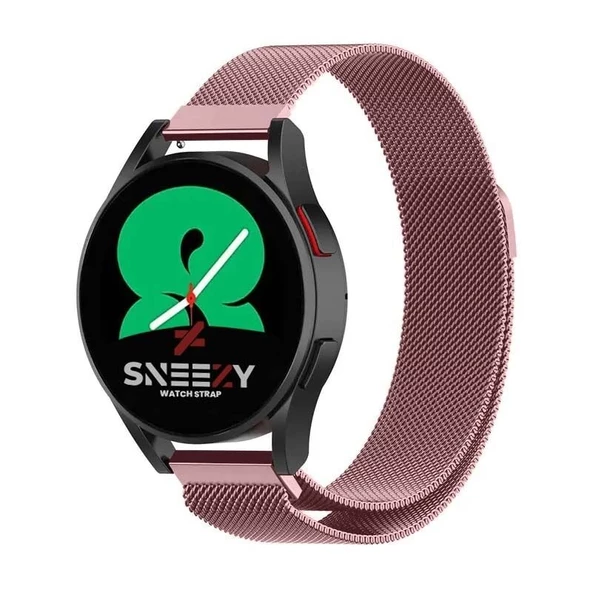 Samsung Galaxy Watch 6 – Classic 40-43-44-47mm Uyumlu 20mm Woven Wire Metal Hasır Kordon  Rose