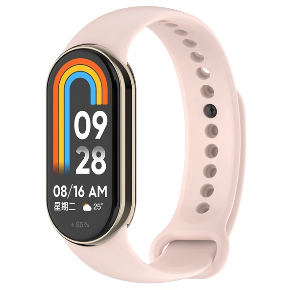 KNY Xiaomi Mi Band 8 İçin Renkli Klasik Model Silikon Kayış-Kordon Pembe