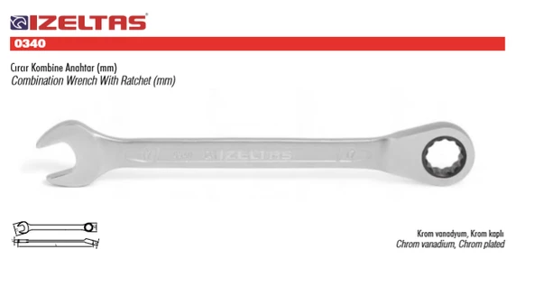 İzeltaş Cırcır Kombine Anahtar 19 mm