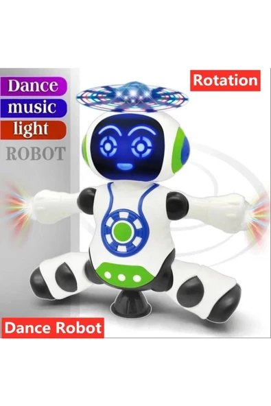 DANS EDEN ROBOT PERVANELİ 3D IŞIKLI SESLİ MÜZİKLİ PİLLİ ROBOT OYUNCAK - 3