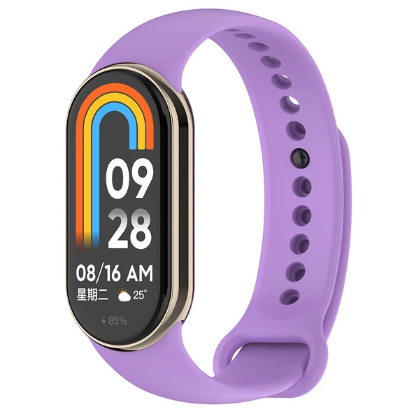 KNY Xiaomi Mi Band 9 İçin Renkli Klasik Model Silikon Kayış-Kordon Mor