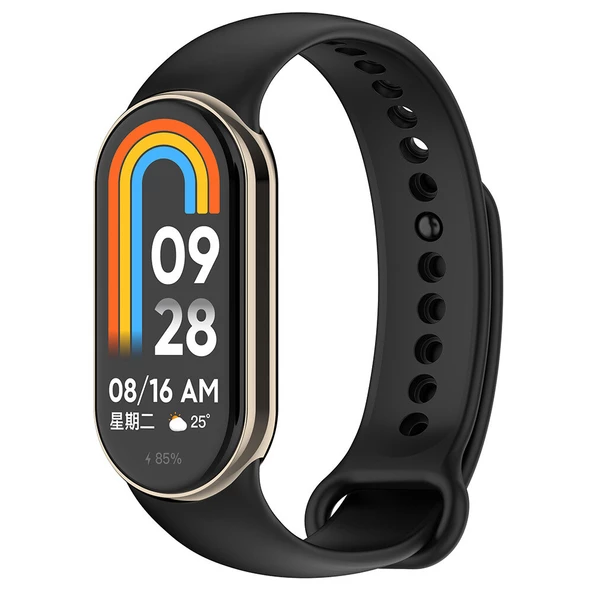 KNY Xiaomi Mi Band 8 İçin Renkli Klasik Model Silikon Kayış-Kordon Siyah