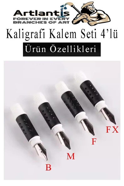 Kaligrafi Dolma Kalem Seti 4 lü 1 Paket Calligraphy Kalem Seti Hat Yazma Tasarım Sanat Kalemi Hattat - 2