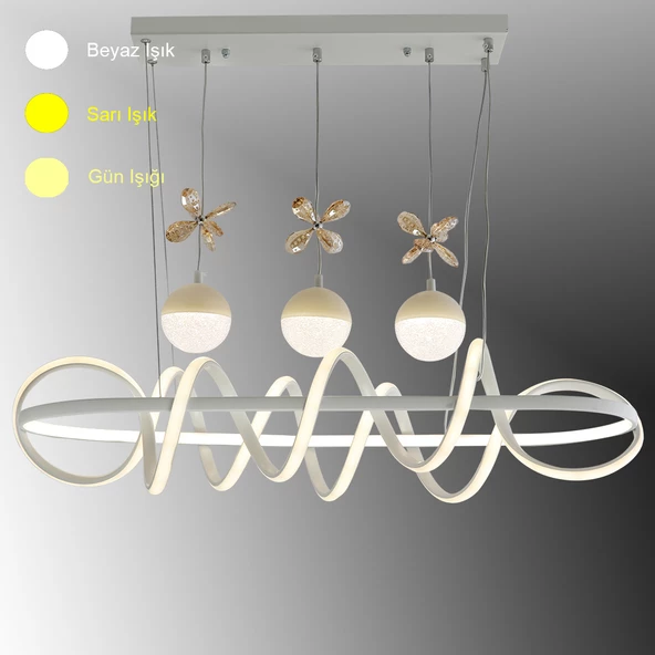 TT Aydınlatma TT314-3TPL-YM-BY  Büyük Sarmal Modeli Yemek Masası Mat Beyaz Led Avize ürün görseli 1