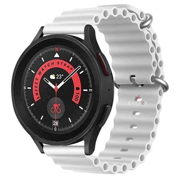 Huawei Watch GT3 Elite-Active 46mm-GT3 Pro-GT3 Se 22mm Uyumlu Seaflex Ocean Silikon Kordon  Beyaz Beyaz