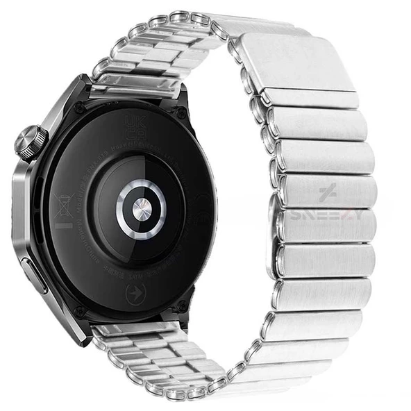 Sneezy Huawei Watch 4 46mm-Watch 4 Pro İle Uyumlu 22mm Clasp Manyetik Metal Kordon  Gümüş