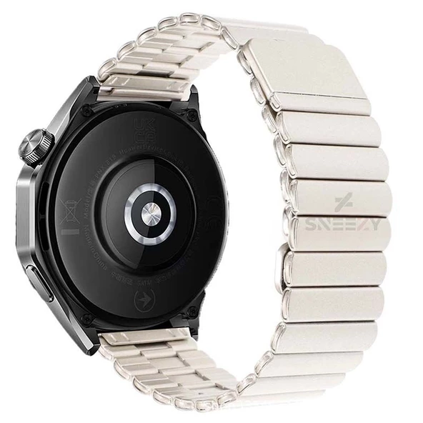 Sneezy Huawei Watch 4 46mm-Watch 4 Pro İle Uyumlu 22mm Clasp Manyetik Metal Kordon  Starlight