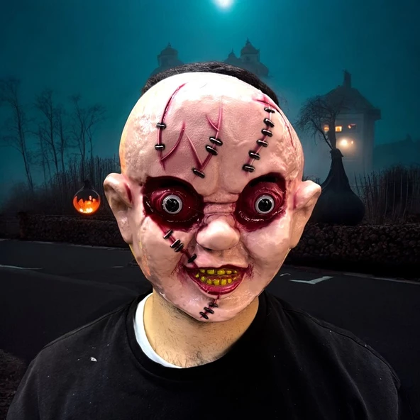 VIP HALLOWEEN MASK VIP CADILAR BAYRAMI KANLI YÜZ MASKESİ  KORKU MASKESİ  PARTİ MASKESİ THE MASK ürün görseli