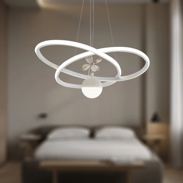 TT Aydınlatma TT310-1TPL-BY  Trio Modeli Mat Beyaz Tek Toplu 3 Renk Modüllü Ledli Avize - Resim 3