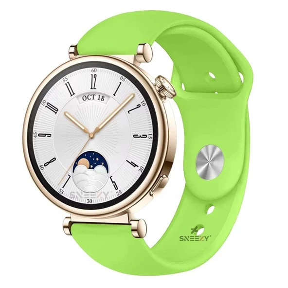 Sneezy Huawei Watch GT4 41mm İle Uyumlu 18mm PureLux Soft Silikon Kordon  Yeşil