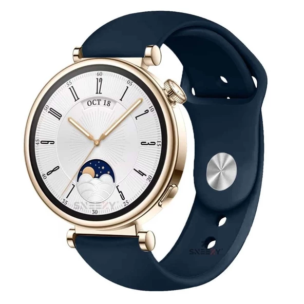 Sneezy Huawei Watch GT4 41mm İle Uyumlu 18mm PureLux Soft Silikon Kordon  Lacivert