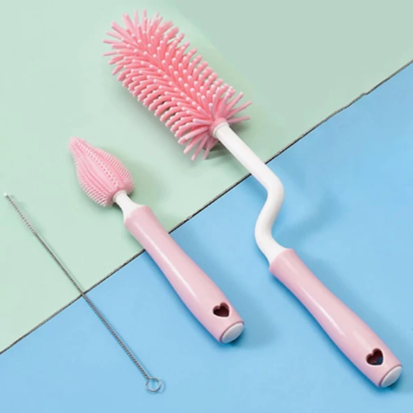 Temizleme Fırçası Silikon Uçlu Sağlam Biberon Kavanoz Bardak Şişe Fırçası - 3