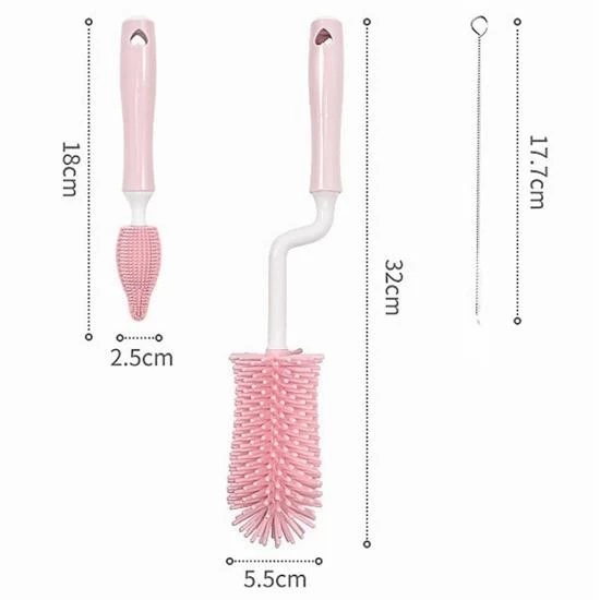 Temizleme Fırçası Silikon Uçlu Sağlam Biberon Kavanoz Bardak Şişe Fırçası - 7