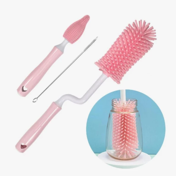 Temizleme Fırçası Silikon Uçlu Sağlam Biberon Kavanoz Bardak Şişe Fırçası - 2