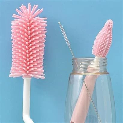 Temizleme Fırçası Silikon Uçlu Sağlam Biberon Kavanoz Bardak Şişe Fırçası - 5